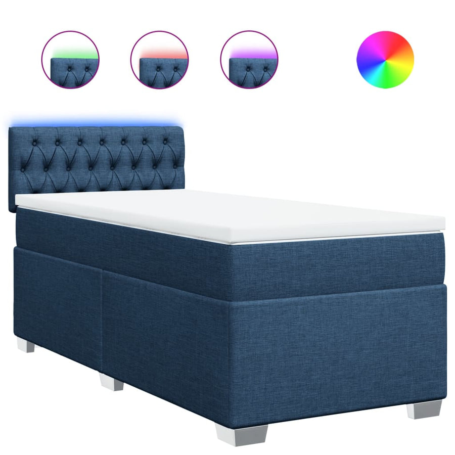 Boxspring met matras stof blauw 80x200 cm