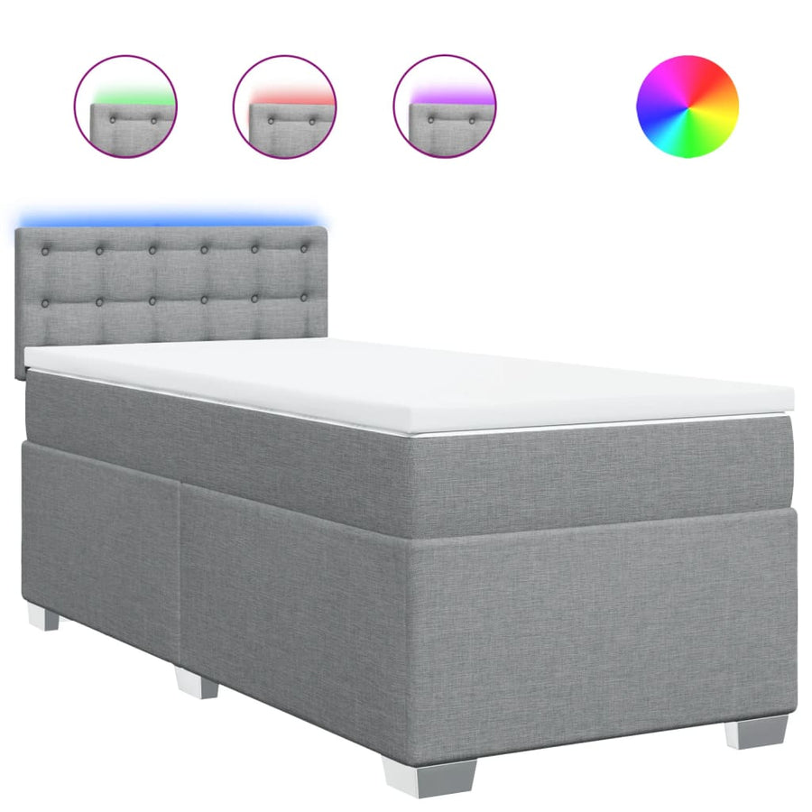 Boxspring met matras stof lichtgrijs 80x200 cm