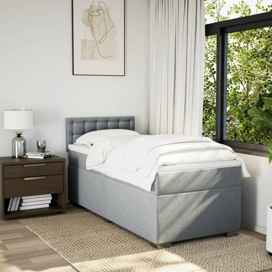 Boxspring met matras stof lichtgrijs 80x200 cm