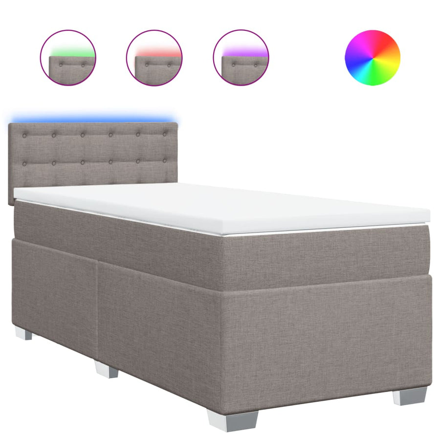 Boxspring met matras stof taupe 80x200 cm