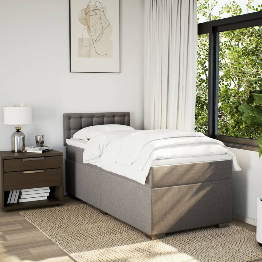 Boxspring met matras stof taupe 80x200 cm