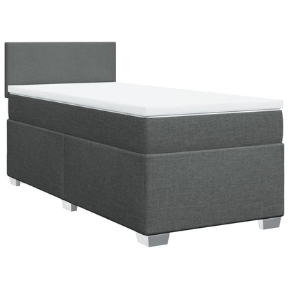 Boxspring met matras stof donkergrijs 90x190 cm