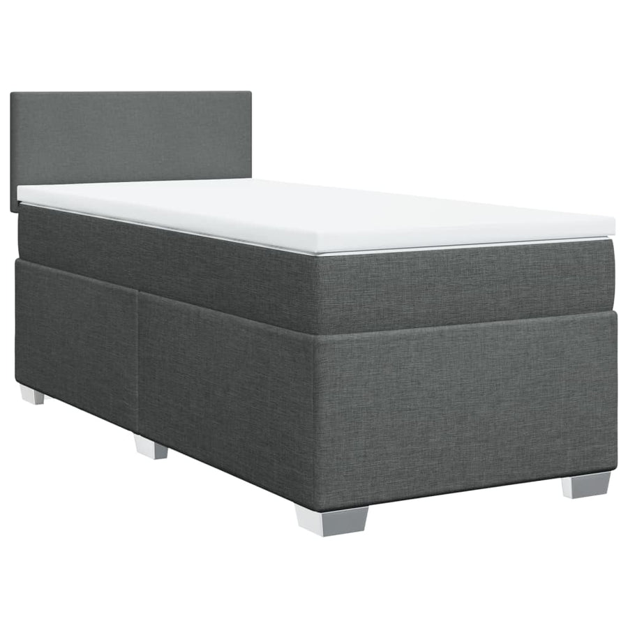 Boxspring met matras stof donkergrijs 90x190 cm