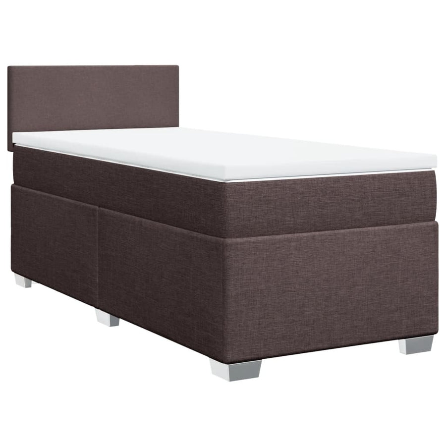 Boxspring met matras stof donkerbruin 90x190 cm