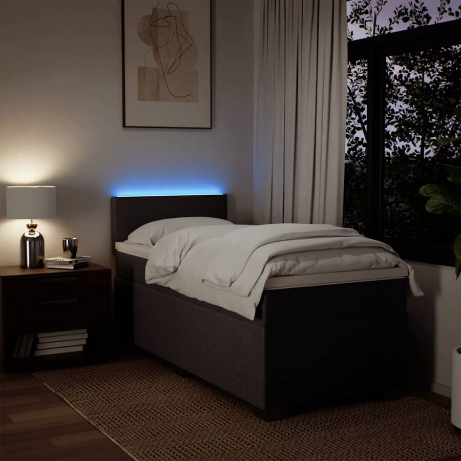 Boxspring met matras stof donkerbruin 90x190 cm