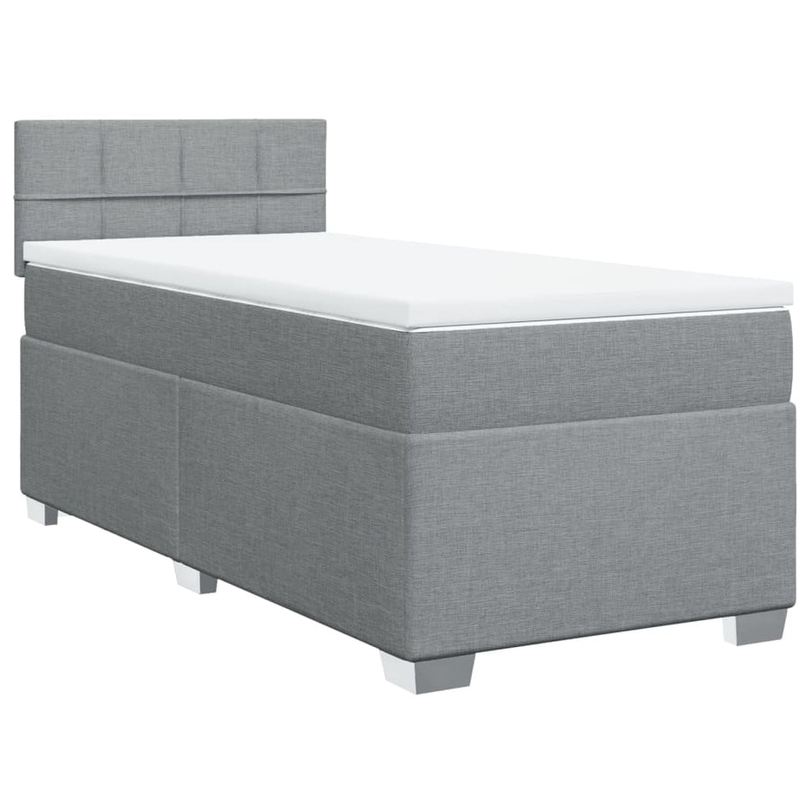 Boxspring met matras stof lichtgrijs 90x190 cm