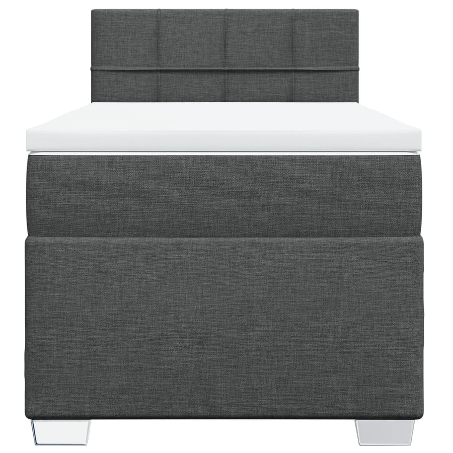 Boxspring met matras stof donkergrijs 90x190 cm