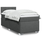 Boxspring met matras stof donkergrijs 90x190 cm