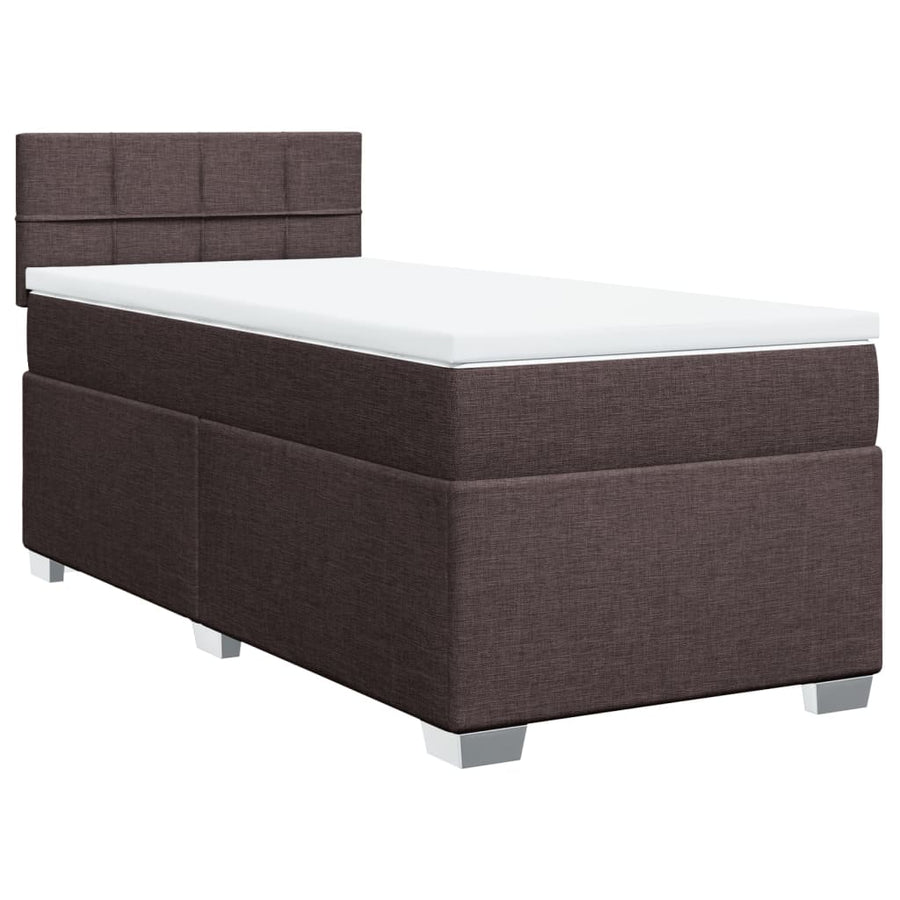 Boxspring met matras stof donkerbruin 90x190 cm
