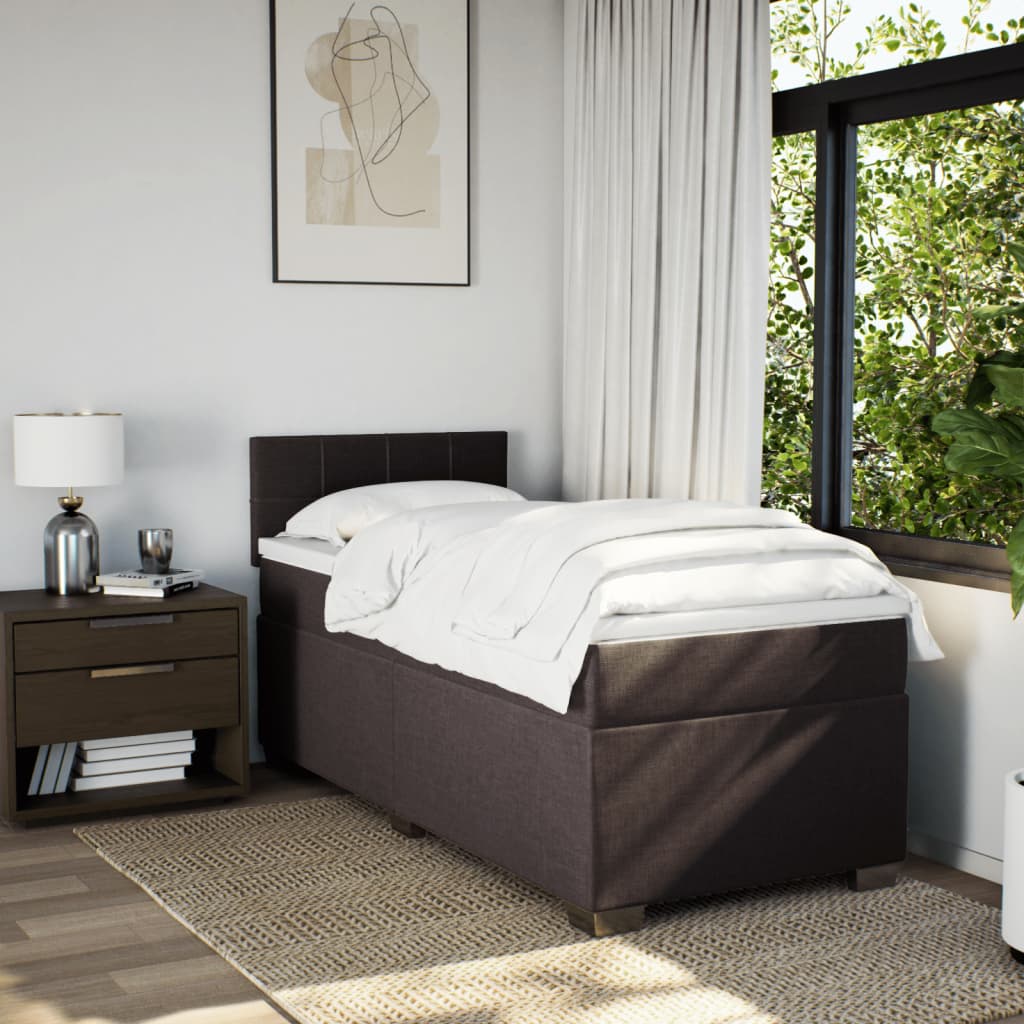 Boxspring met matras stof donkerbruin 90x190 cm