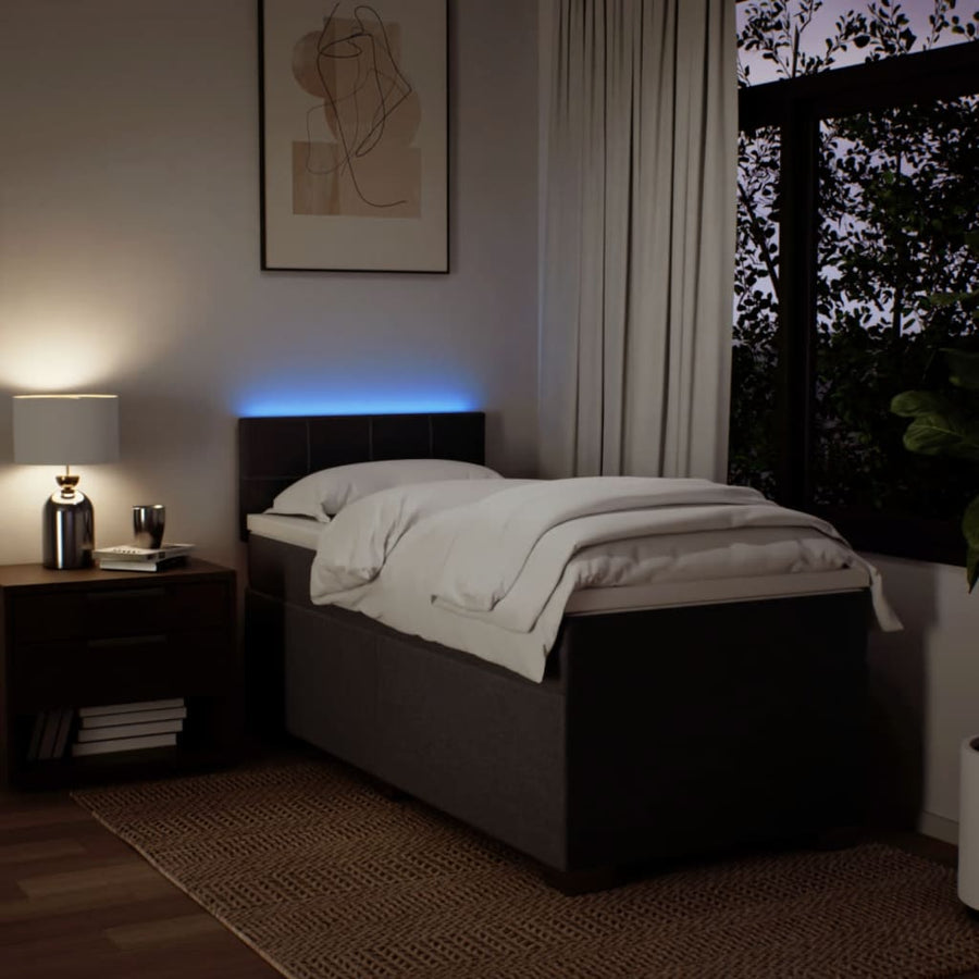 Boxspring met matras stof donkerbruin 90x190 cm