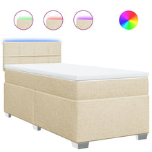 Boxspring met matras stof crèmekleurig 90x190 cm