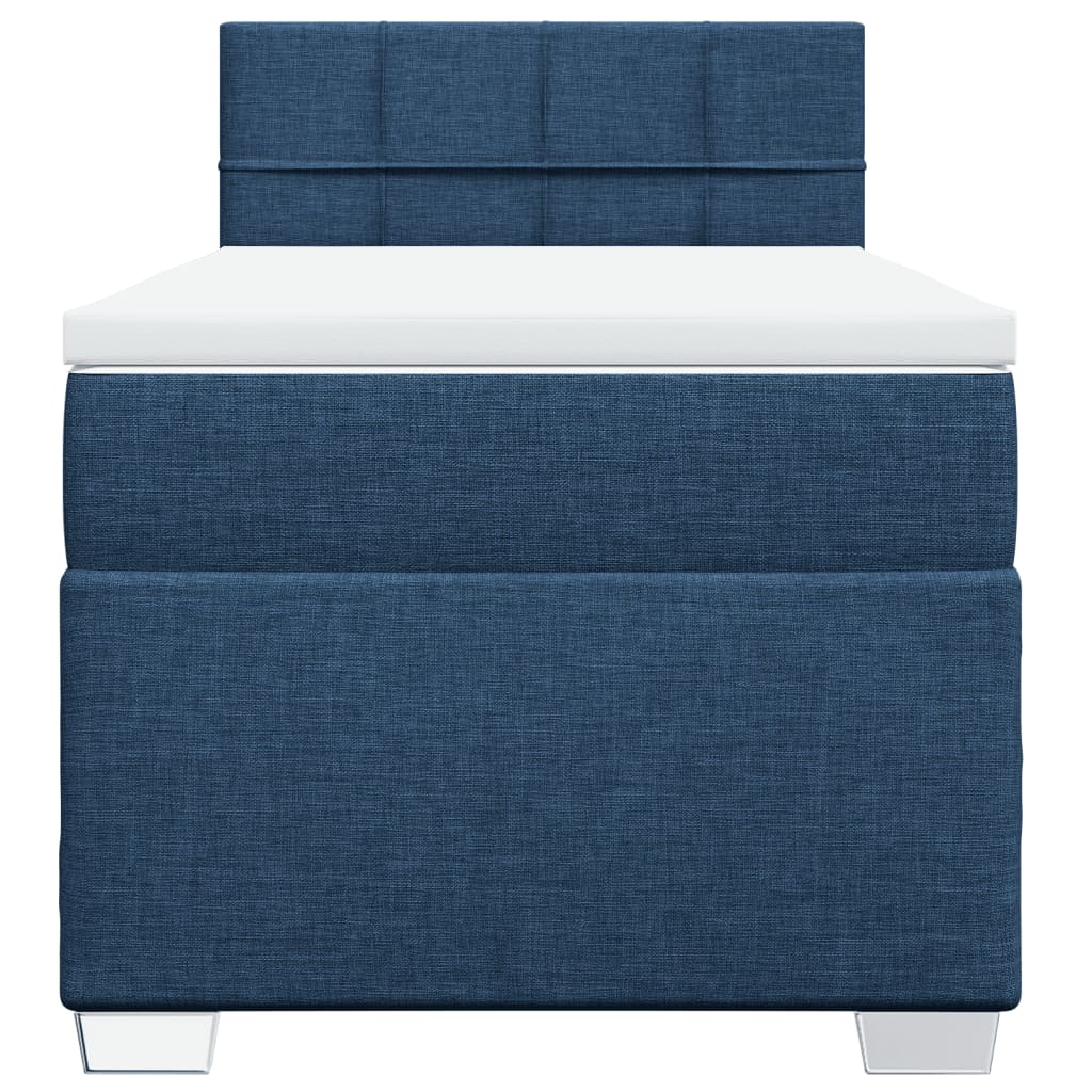 Boxspring met matras stof blauw 90x190 cm