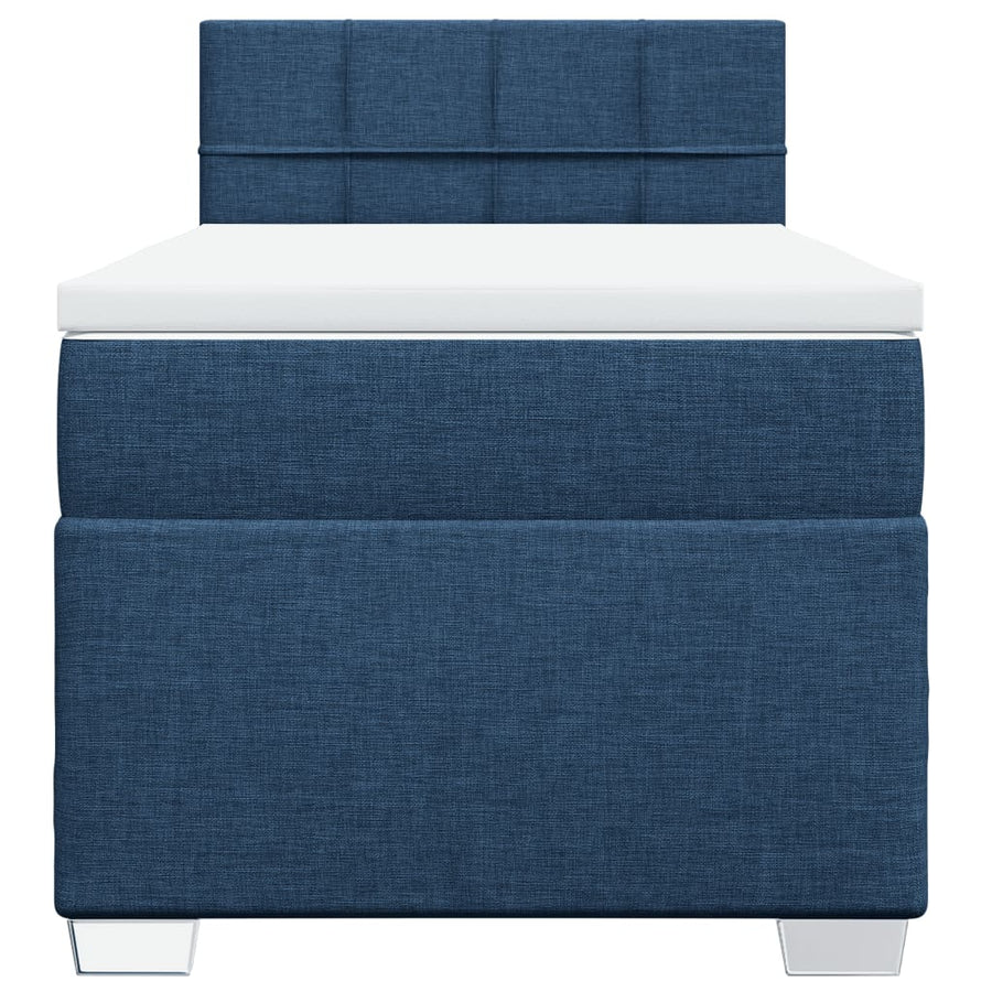 Boxspring met matras stof blauw 90x190 cm