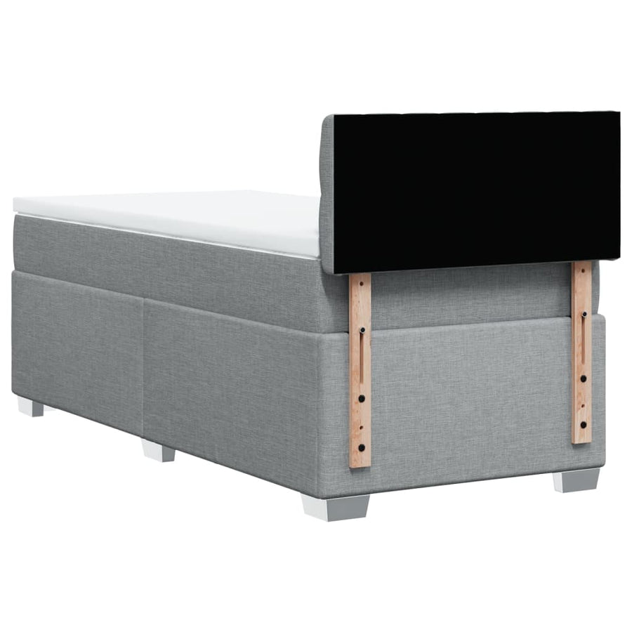 Boxspring met matras stof lichtgrijs 90x190 cm