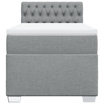 Boxspring met matras stof lichtgrijs 90x190 cm