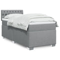 Box spring with mattress fabric light grey 90x190 cm