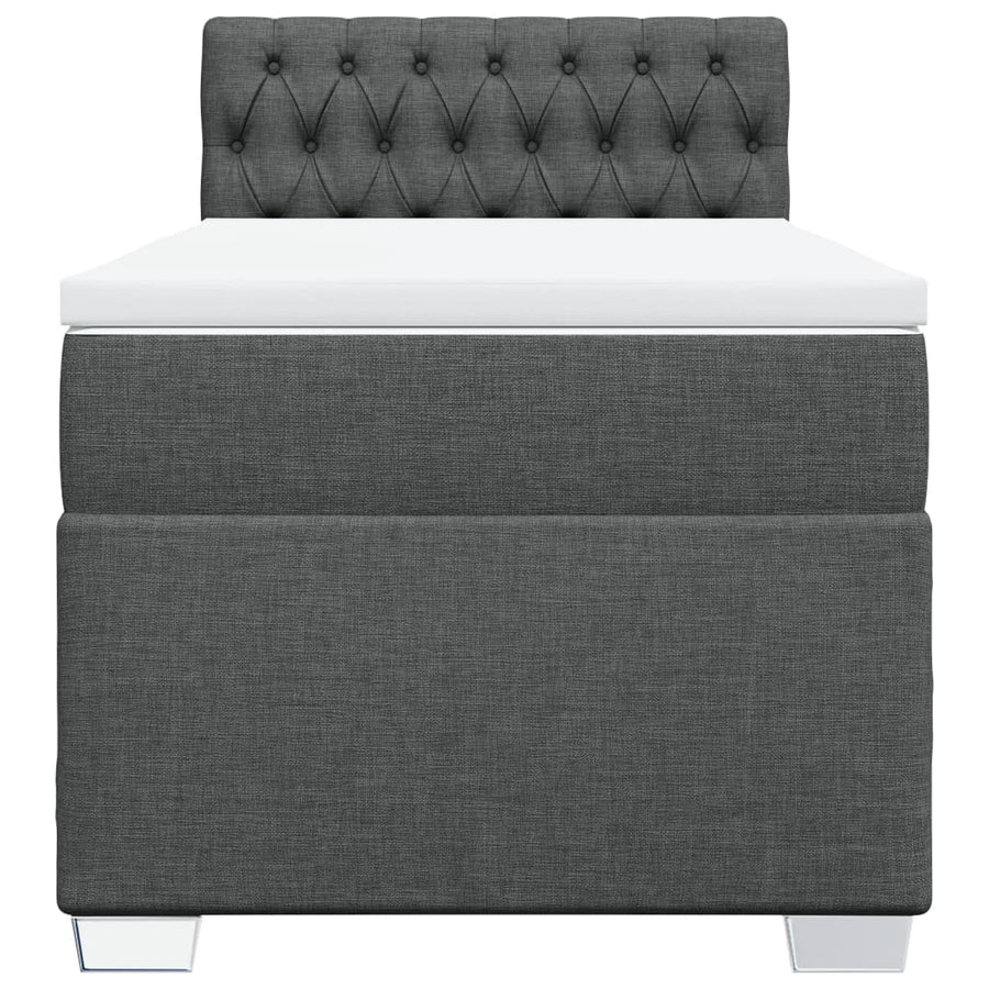 Boxspring met matras stof donkergrijs 90x190 cm