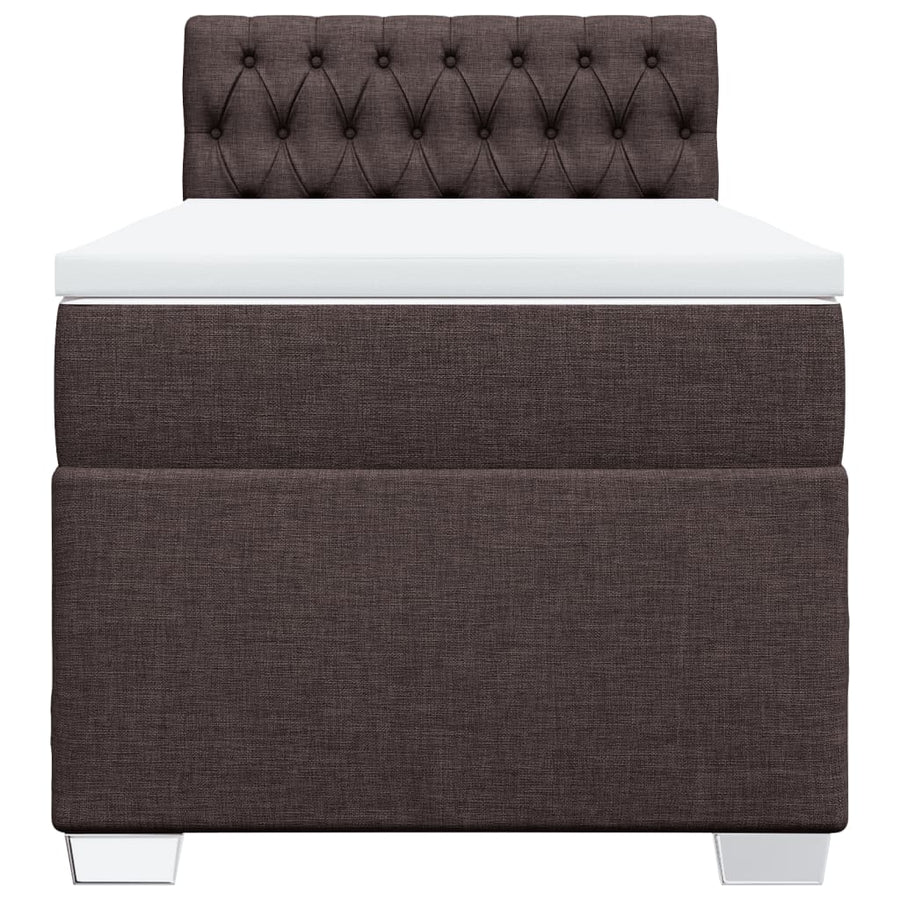 Boxspring met matras stof donkerbruin 90x190 cm