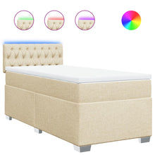 Boxspring met matras stof crèmekleurig 90x190 cm