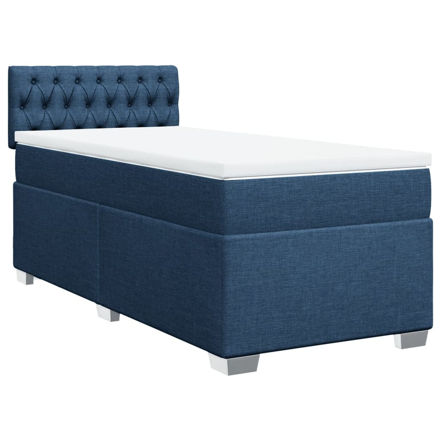 Boxspring met matras stof blauw 90x190 cm