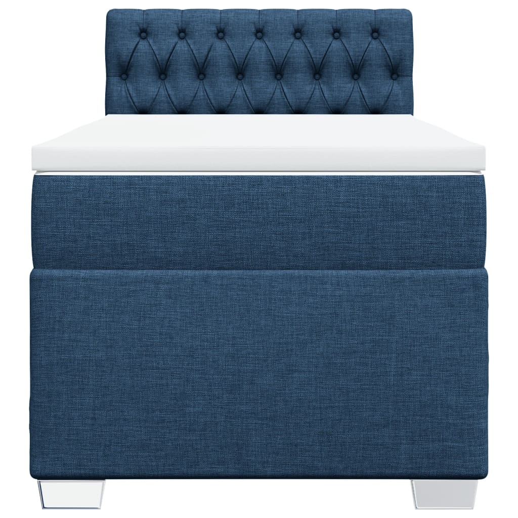 Boxspring met matras stof blauw 90x190 cm