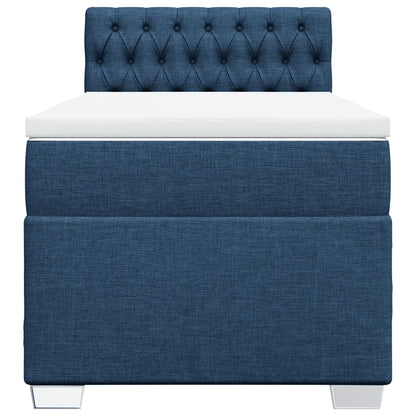 Boxspring met matras stof blauw 90x190 cm