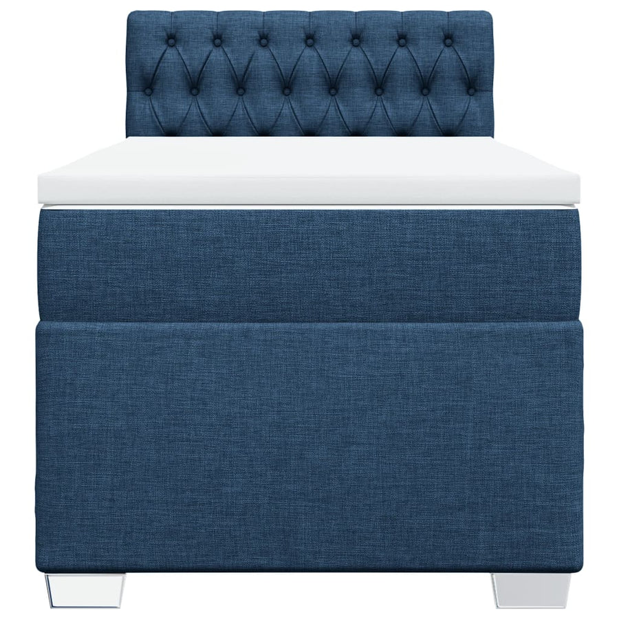 Boxspring met matras stof blauw 90x190 cm