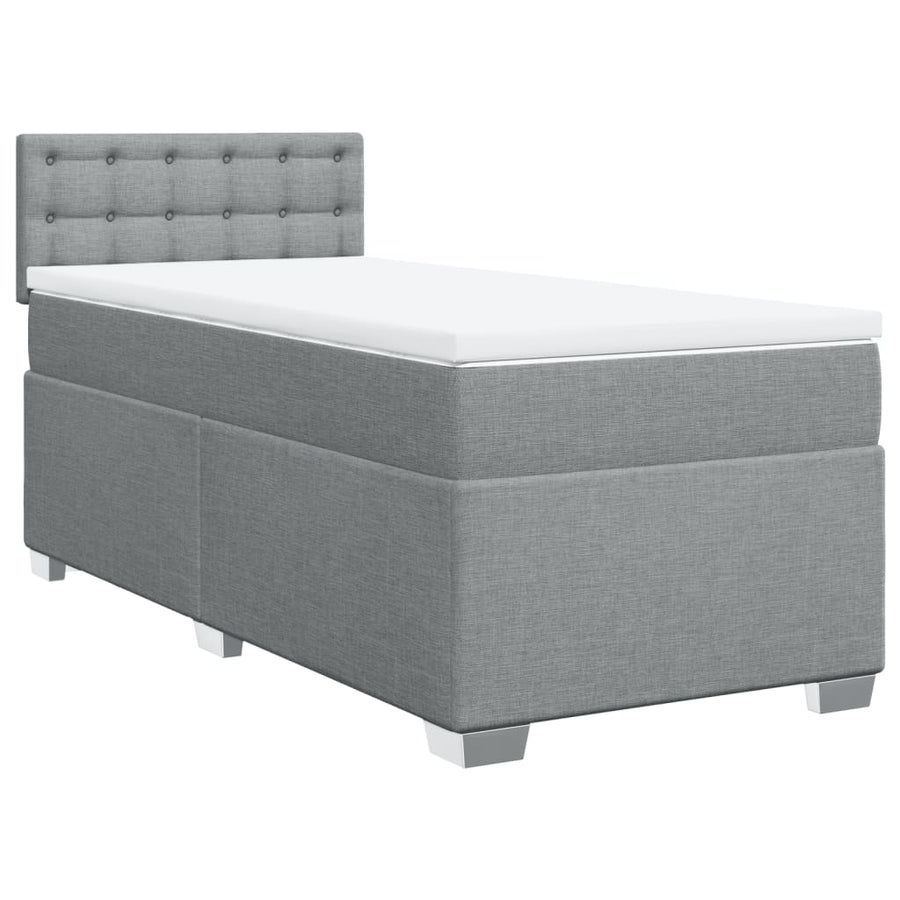 Boxspring met matras stof lichtgrijs 90x190 cm