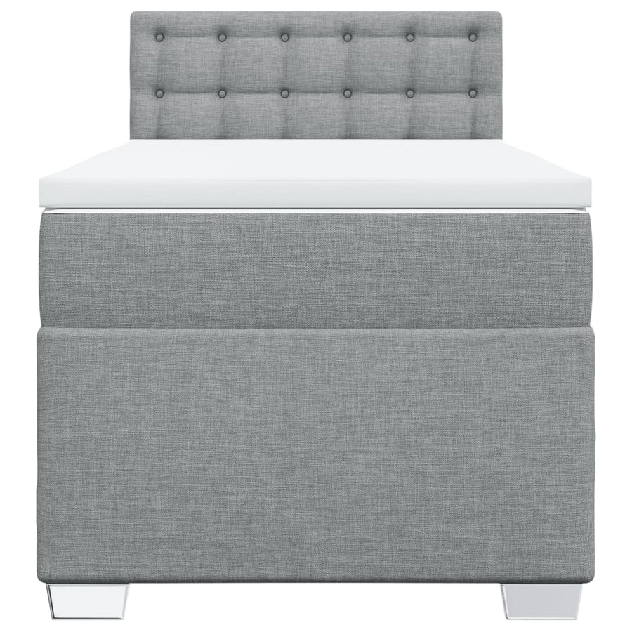 Boxspring met matras stof lichtgrijs 90x190 cm