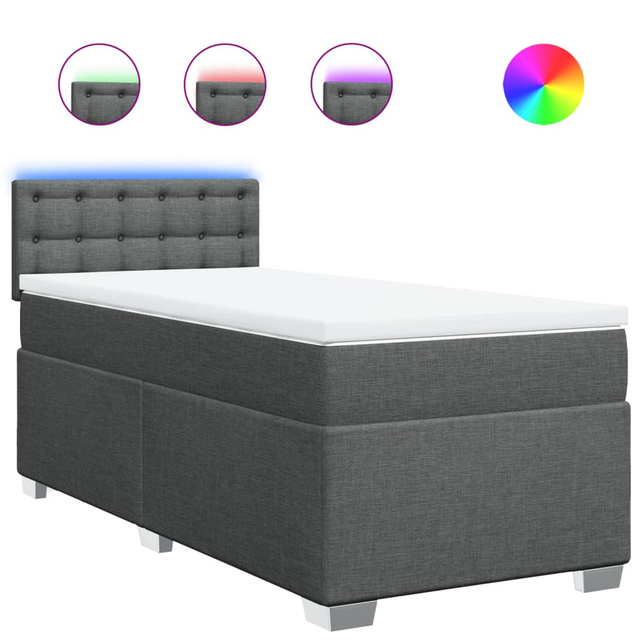 Boxspring met matras stof donkergrijs 90x190 cm