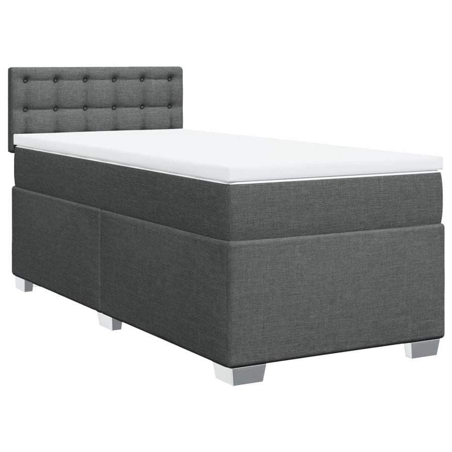 Boxspring met matras stof donkergrijs 90x190 cm