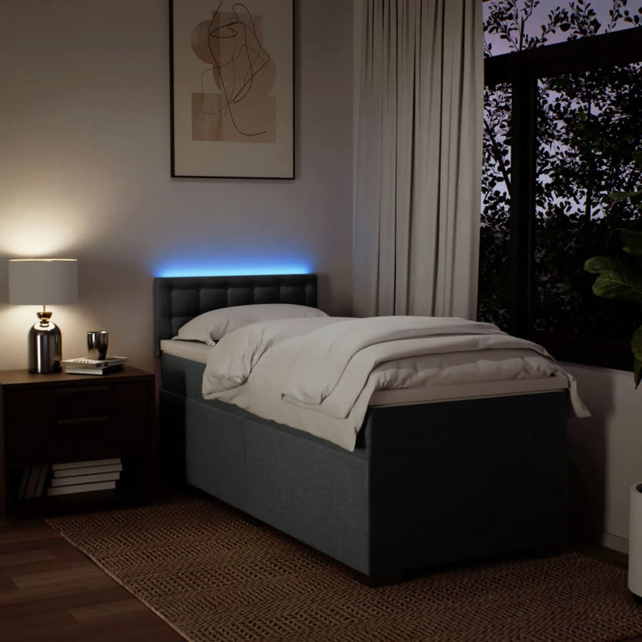 Boxspring met matras stof donkergrijs 90x190 cm