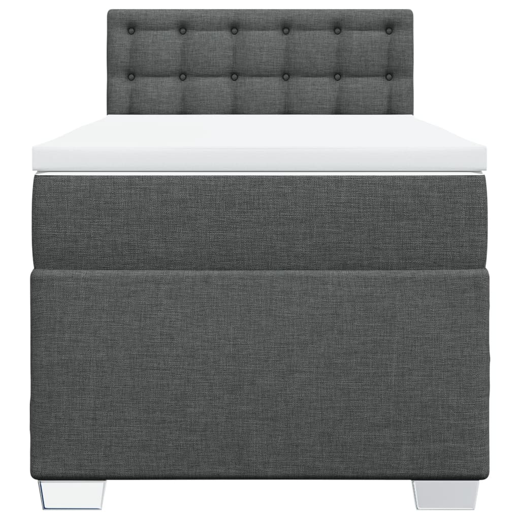 Boxspring met matras stof donkergrijs 90x190 cm