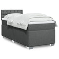 Box spring with mattress fabric dark grey 90x190 cm