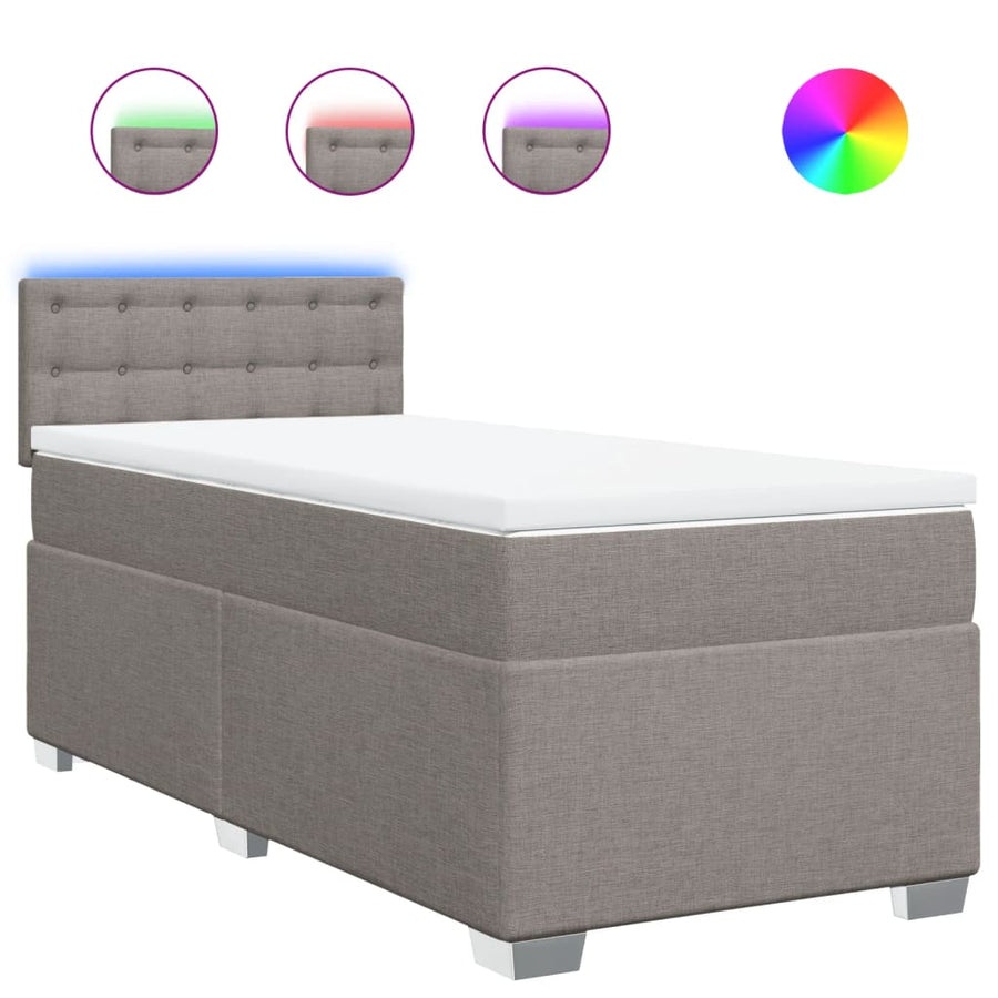Boxspring met matras stof taupe 90x190 cm