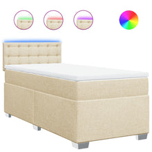 Boxspring met matras stof crèmekleurig 90x190 cm