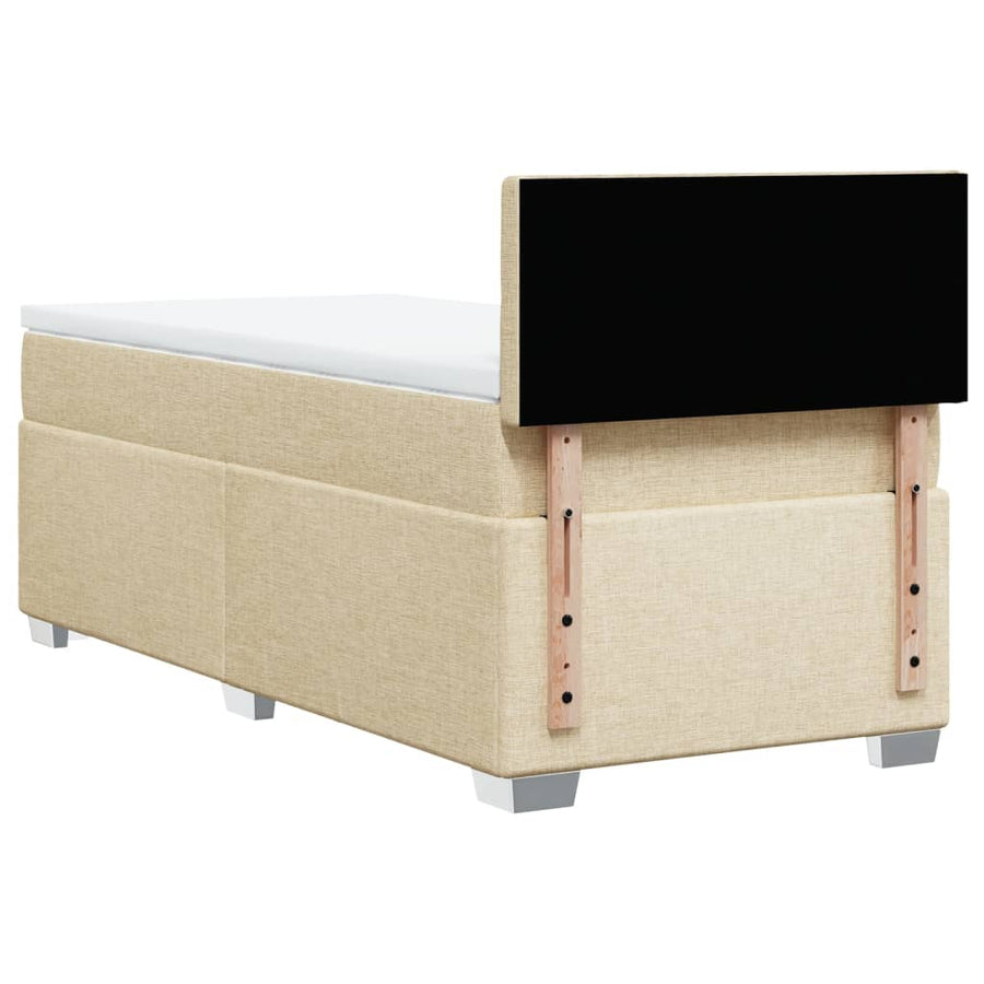 Boxspring met matras stof crèmekleurig 90x190 cm