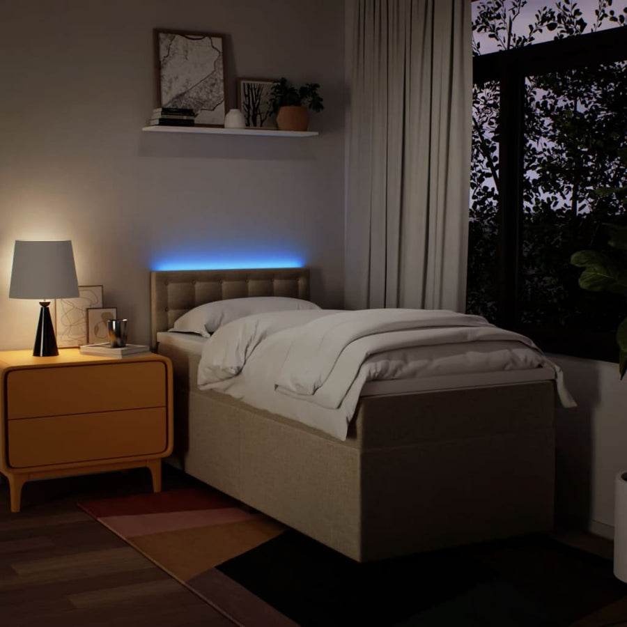 Boxspring met matras stof crèmekleurig 90x190 cm