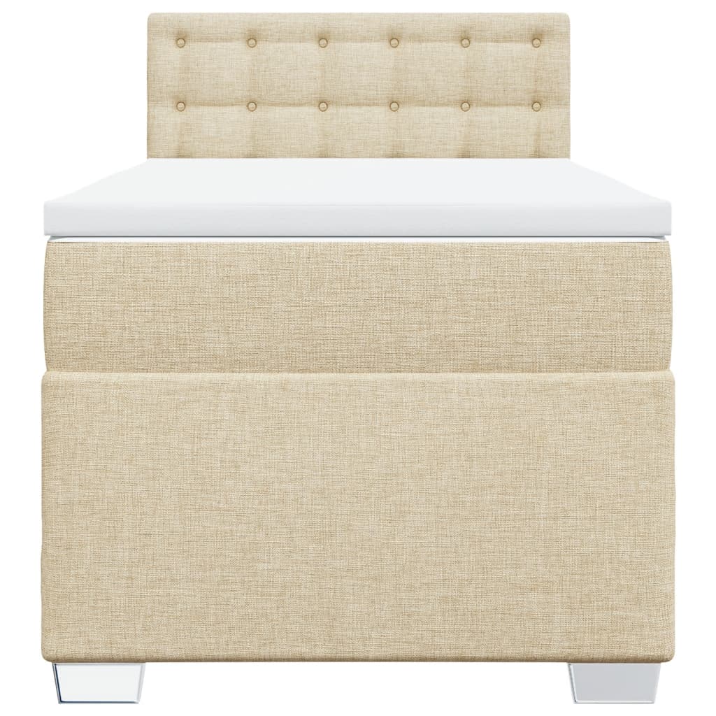Boxspring met matras stof crèmekleurig 90x190 cm