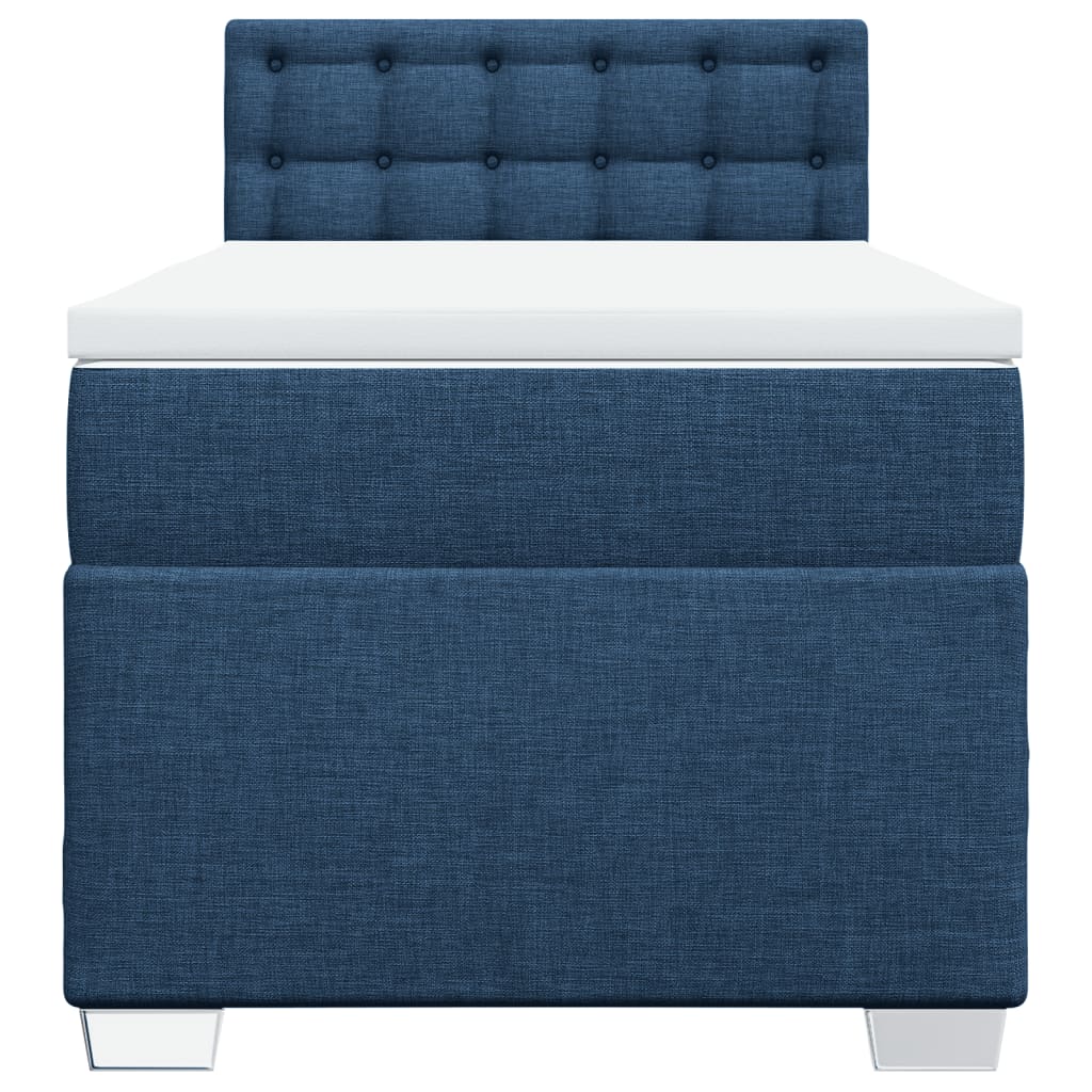 Boxspring met matras stof blauw 90x190 cm