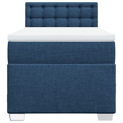 Boxspring met matras stof blauw 90x190 cm