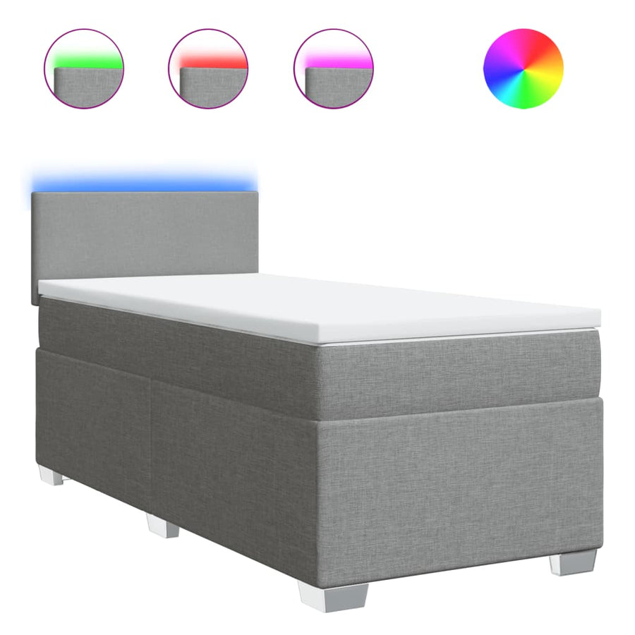 Boxspring met matras stof lichtgrijs 90x200 cm