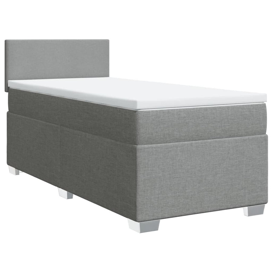 Boxspring met matras stof lichtgrijs 90x200 cm