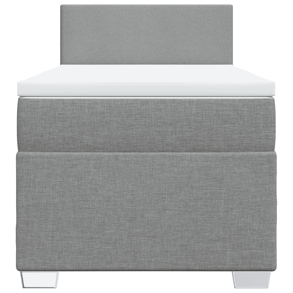Boxspring met matras stof lichtgrijs 90x200 cm