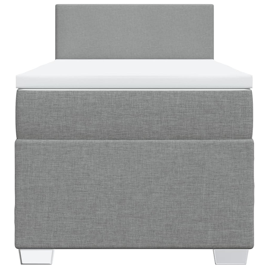 Boxspring met matras stof lichtgrijs 90x200 cm