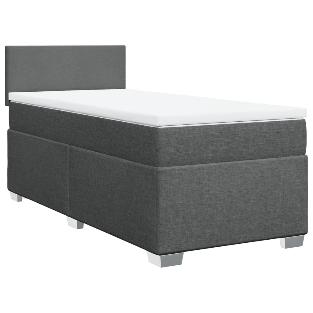 Boxspring met matras stof donkergrijs 90x200 cm
