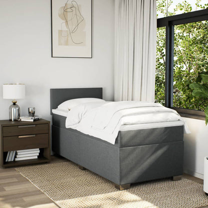 Boxspring met matras stof donkergrijs 90x200 cm