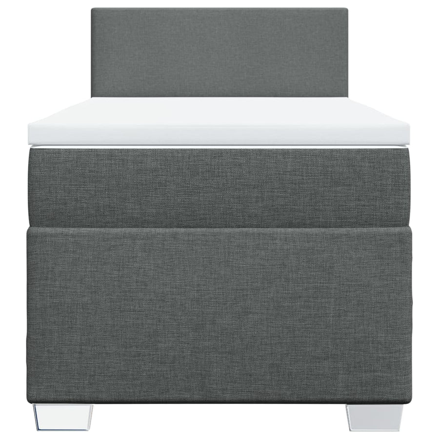 Boxspring met matras stof donkergrijs 90x200 cm