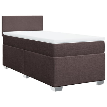 Boxspring met matras stof donkerbruin 90x200 cm
